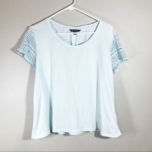 Lands’ End light blue eyelet sleeve shirt